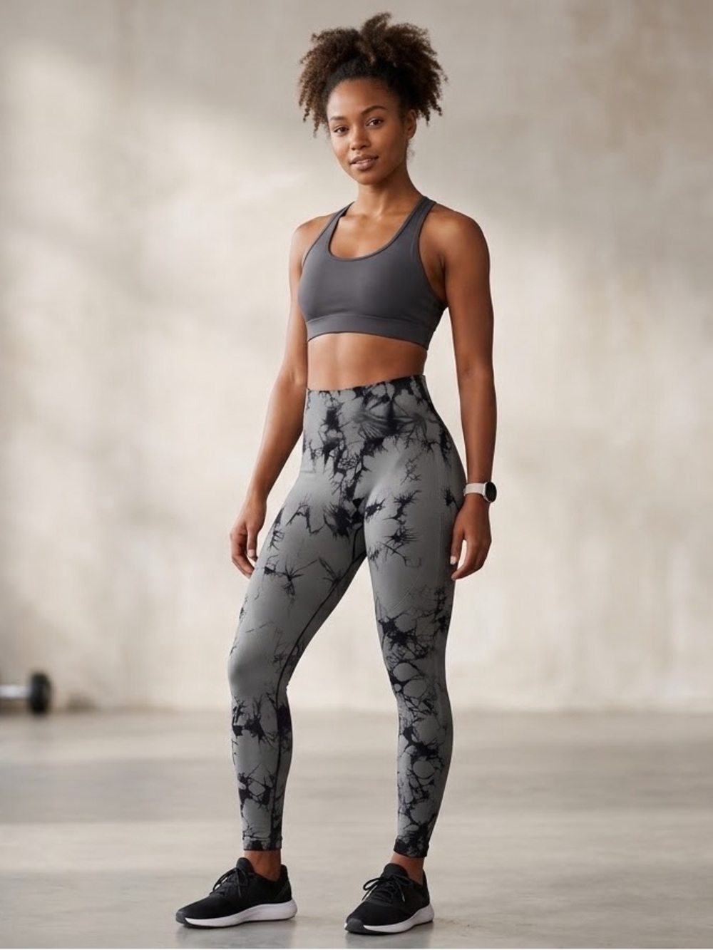 High-Rise Gray Tie-Dye Performance Leggings